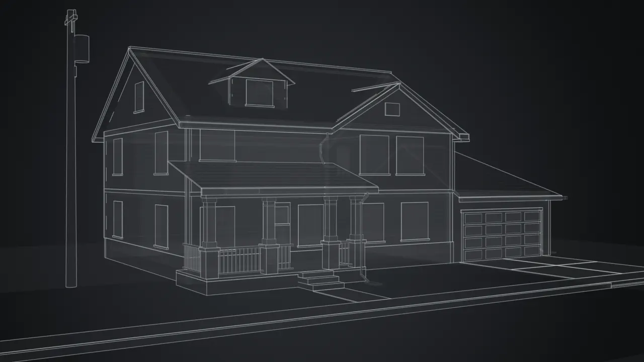 Blueprint drawing of a house